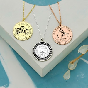 Custom College Logo Necklace, Personalized For Any Universities Logo Jewelry, Graduation Gift, College Emblem Class Logo Necklace