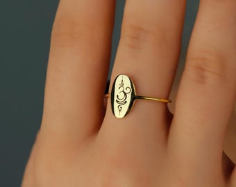 Anillo de yoga de plata de ley 925: delicada joya de meditación Ohm