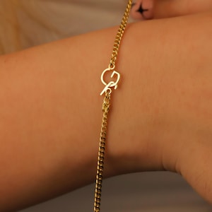 Pulseira personalizada com duas iniciais interligadas, pulseira personalizada com letras interligadas minúsculas, pulseira delicada empilhável, presente personalizado