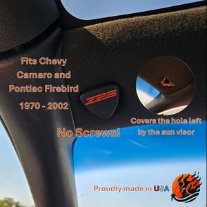 Camaro Firebird Sun Visor Plates - Cleanest Designs & Magnetized Cover 1970 - 2002