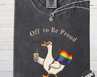 Comfort Colors Pride Goose LGBT Rainbow T-Shirt, Off To Be Proud Shirt, Gay Pride Gift, Lesbian LGBTQ Tee, Funny Goose shirt