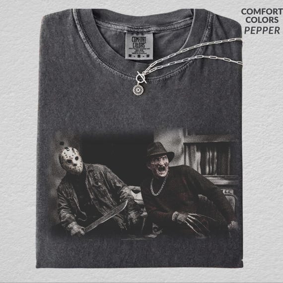 Freddy Krueger Jason Voorhees Shirt | Vintage Horror Movie Tee | Comfort Colors Retro Halloween Tshirt | Funny Horror Fan Gift Graphic Tee