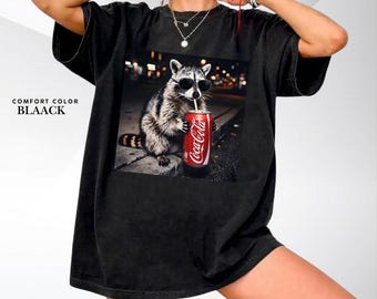Raccoon Diet Coke Graphic Tee, Funny Animal Meme Shirt, Streetwear Style