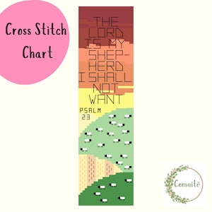 Psalm 23 Quote Bookmark Cross Stitch Pattern