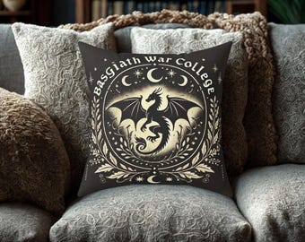 Fourth Wing, Basgiath War College, Decorative Throw Pillow, Unique Cushion Cover, Fantasy Lover Gifts