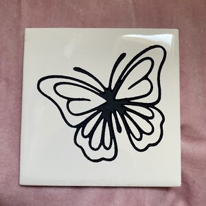 Butterfly Engraved Ceramic Tile