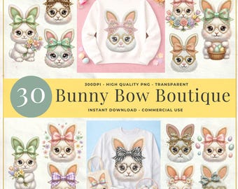 Clipart lapin, lapin de Pâques fantaisiste PNG, motifs par sublimation, scrapbooking (téléchargement numérique)