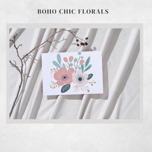 Boho Floral Clipart: Pastel Abstract Flowers (PNG Digital Download) image 6