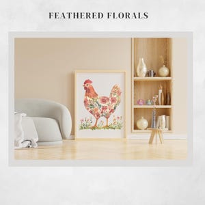 Floral Chicken Clipart: Cottagecore Watercolour PNG (300 DPI) for Crafts