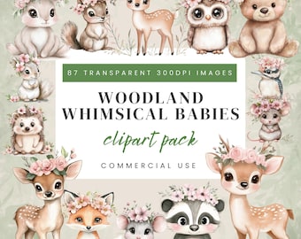 Woodland Baby Animal Clipart Bundle – 87 Whimsical Baby forest creatures, PNG, 300 DPI  for Nursery Decor, Baby Showers & Creative Crafts