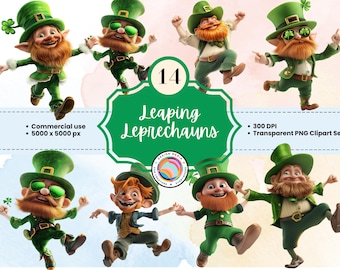 St Patricks Day Leprechaun Clipart: Irish PNG Digital Download