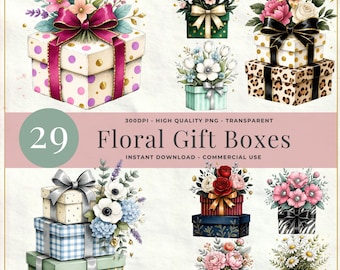 Lot de cliparts floral | Fleurs aquarelles de luxe, noeuds (téléchargement numérique)