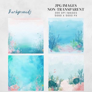 Sea Animals Clipart: Watercolour Undersea Baby Shower Nursery Art (PNG & JPG) Digital Download #DesignMediaElements