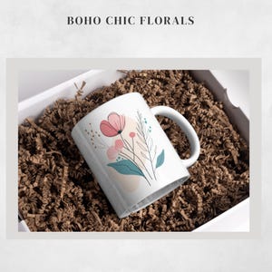 Boho Floral Clipart: Pastel Abstract Flowers (PNG Digital Download) image 7