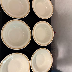 Mayer China Restaurant Ware set of 6, 6.5” bowls-cream with Gold Stripe Rim