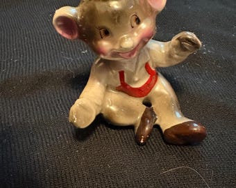 Vintage Mouse Wearing Hat Anthropomorphic Salt Or Pepper Shakers Japan