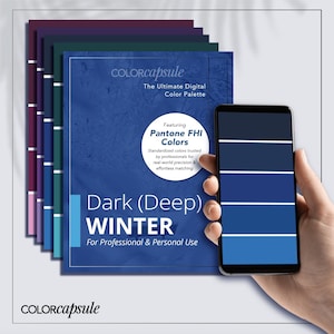 Digitaal donker (diep) winterkleurenpalet | 12-seizoenen kleuranalyse | 80+ Pantone-kleuren voor zelfverzekerd winkelen