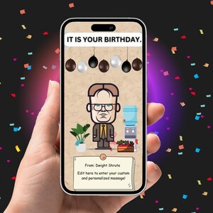 The Office Birthday Card Funny, Animowana cyfrowa kartka z pozdrowieniami, Zabawna kartka z pozdrowieniami DIY, Cyfrowa kartka z pozdrowieniami z tekstem telefonu, Wideo z pozdrowieniami