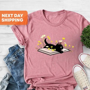 Cute Book Cat Shirt, Cat Shirt, Cute Reading Shirt, Books Shirt, Cute Cat Shirt, Reading Shirt, Book Lover, Cat Tshirt, Book Lover Gift