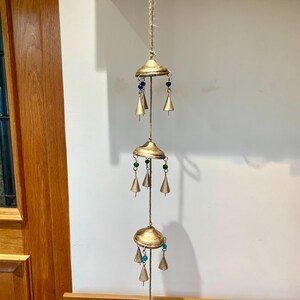 HANGING Bells on Umbrella DECORATION Indian Wall Door Window Hanging Iron cone Bells Chimes Mobiles Wind Chimes Bells Decorations Boho decor image 10