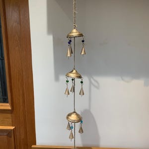 HANGING Bells on Umbrella DECORATION Indian Wall Door Window Hanging Iron cone Bells Chimes Mobiles Wind Chimes Bells Decorations Boho decor image 7