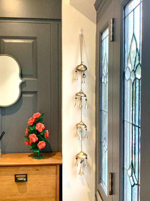 HANGING Bells on Umbrella DECORATION Indian Wall Door Window Hanging Iron cone Bells Chimes Mobiles Wind Chimes Bells Decorations Boho decor