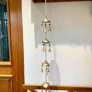 HANGING Bells on Umbrella DECORATION Indian Wall Door Window Hanging Iron cone Bells Chimes Mobiles Wind Chimes Bells Decorations Boho decor image 3
