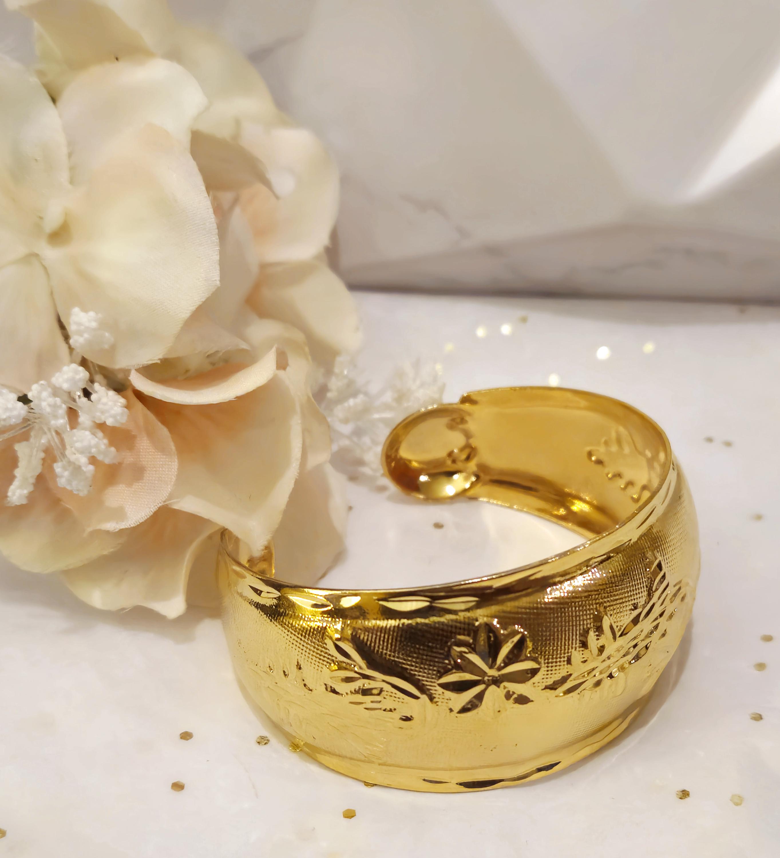 Gold Plated Bangles Flower Bracelet - Etsy
