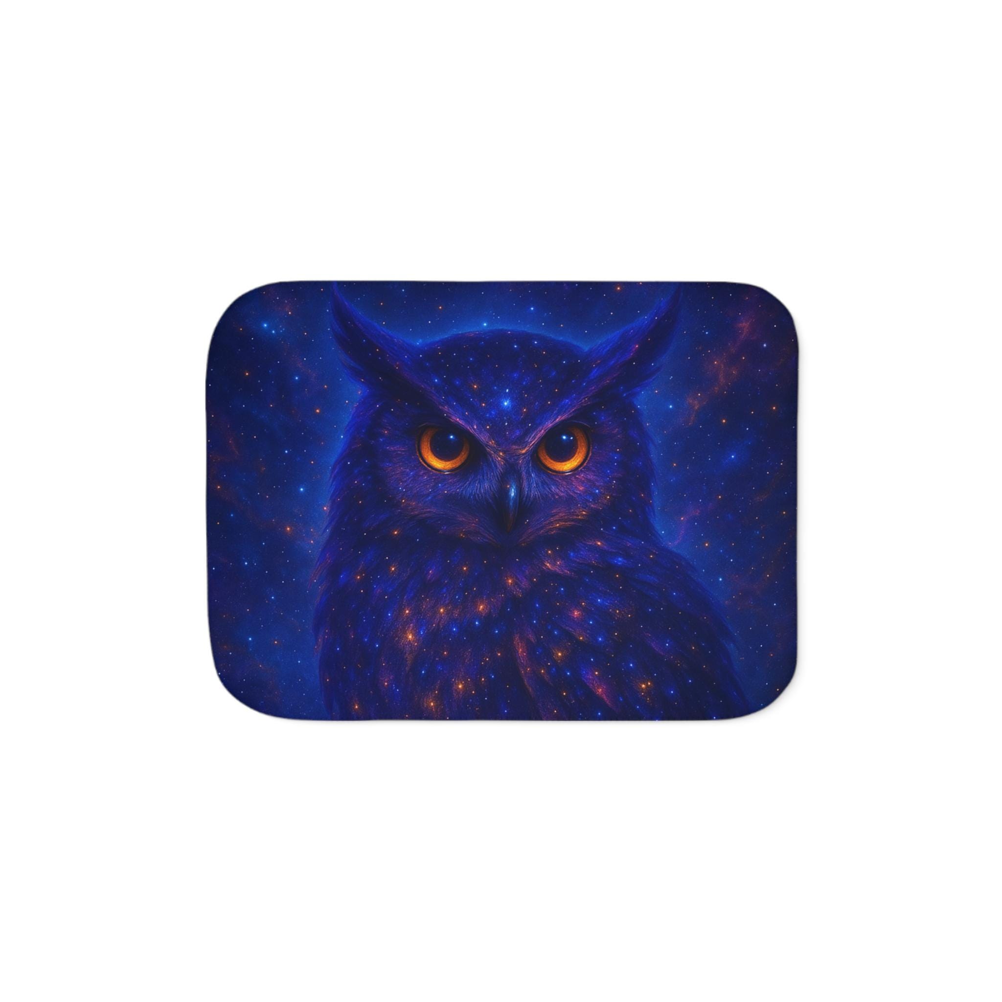 Mystic Starry Owl Sherpa Blanket | Reversible Two-Color Plush Throw