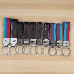 Bmw leather Woven Keyring, BMW leather M Sport Logo Key Chain Accessories Keyring Chain, Gift for BMV lover