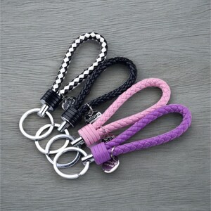 Braided Leather Keychain, 8 PCS Strap Cord, Handwoven Keychain For Men