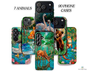 7 Animal designs | Stained glass | Phone Cases | Nature on glass