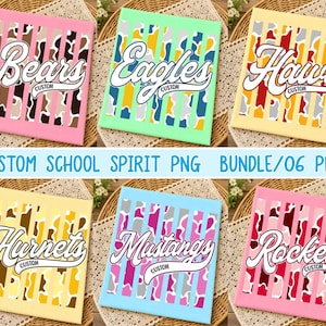 Custom School Spirit PNG, School Mascot Team Name Designs, Bears Eagles Hawks Hornets Mustangs Rockets Digital Download Sublimation
