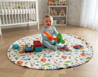 Alfombra reversible para guardar juguetes, alfombra de lona de algodón para guardería