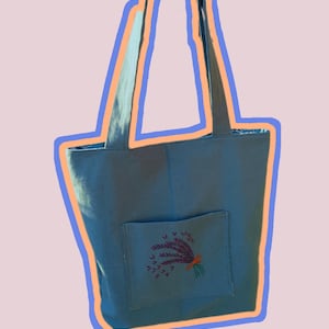 Lavendel bestickte Tasche, Vintage inspirierte Lavendel bestickte Tasche, handgemachte Tasche, bestickte Schultertasche