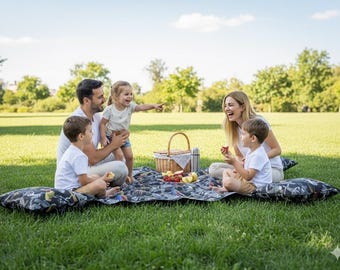 Waterproof Bird Pattern Picnic Set: 4 Cushions & Blanket