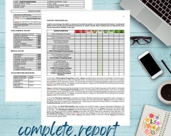 Complete Psychoeducational Assessment / Testing Report Template / Shell / Form for clinical and school paychologists