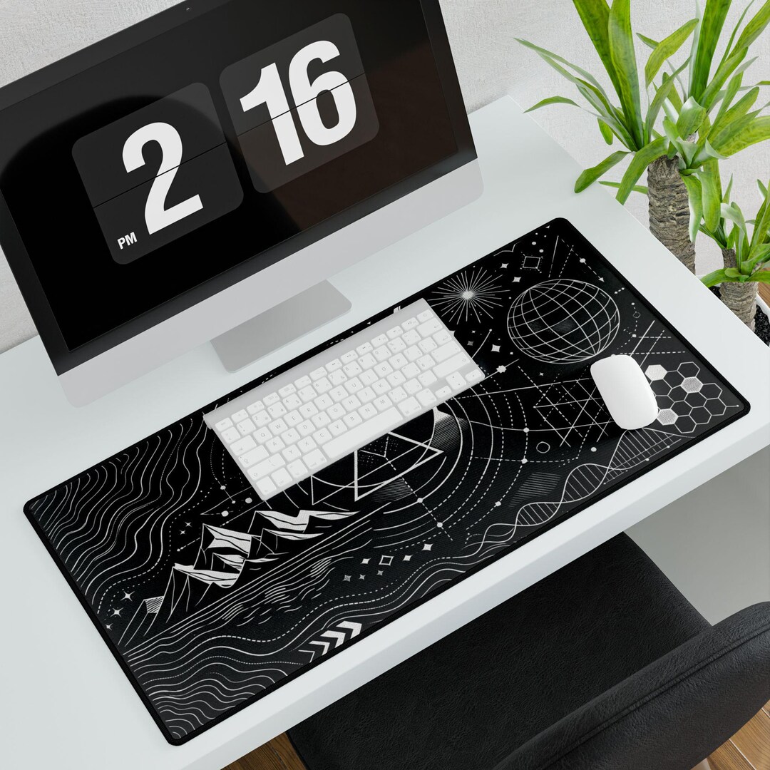 Mystic Geometric Moon Desk Mat | Mountain Constellation Desk Mat - Etsy