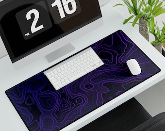 Purple Topographic Contour Desk Mat | Large Mousepad