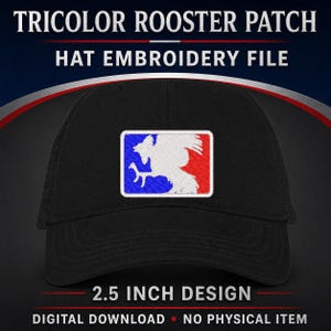 Fighting Roosters Traditional Cap Embroidery File, 2.5 Inch DST PES Download