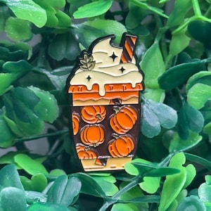 Pumpkin Spice Latte Enamel Pin | Fall Drink Pin | PSL Aesthetic Accessory | Cute Autumn Coffee Pin | Cozy Vibes Pin for Jacket or Bag
