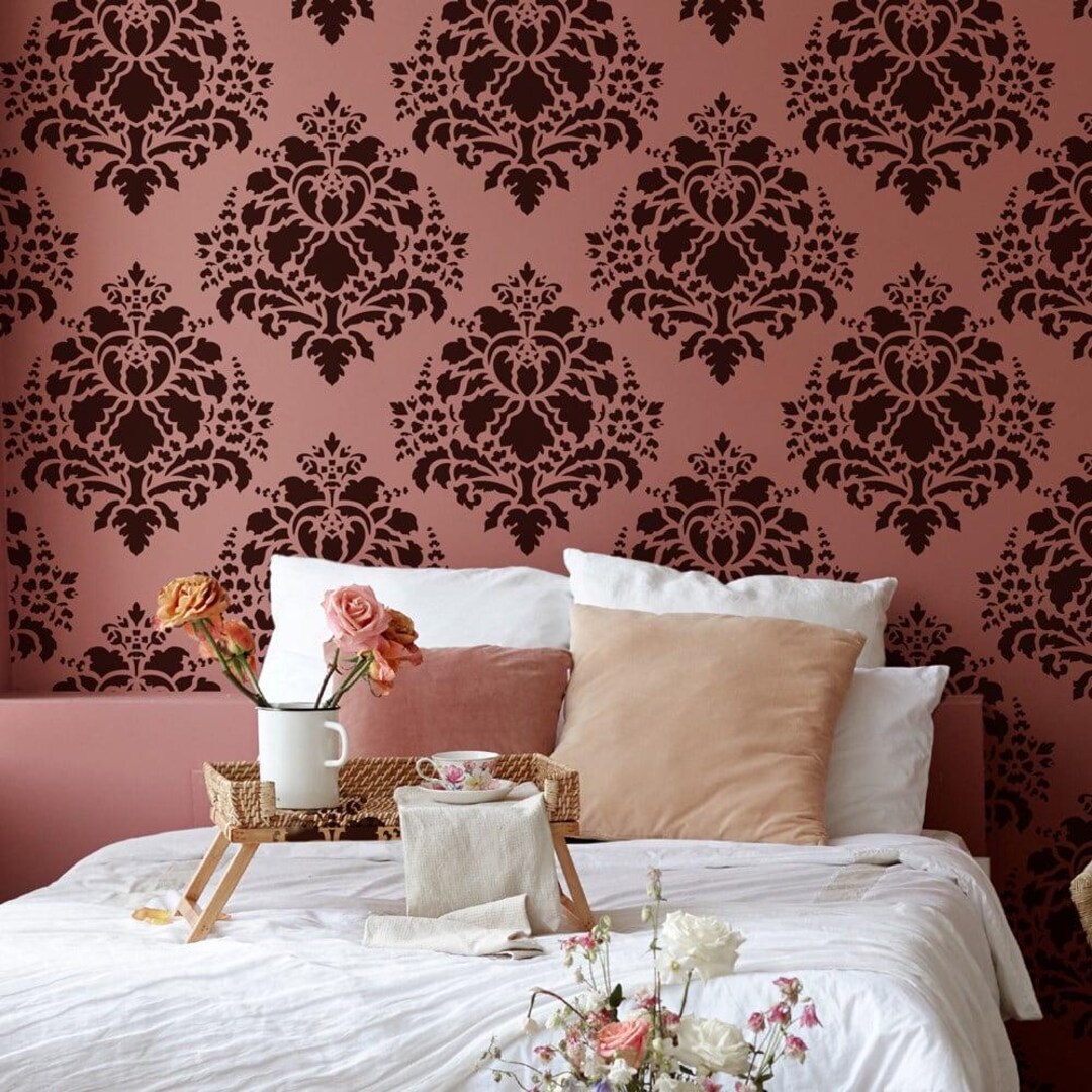 Windsor Floral Damask Wall Stencil - Etsy