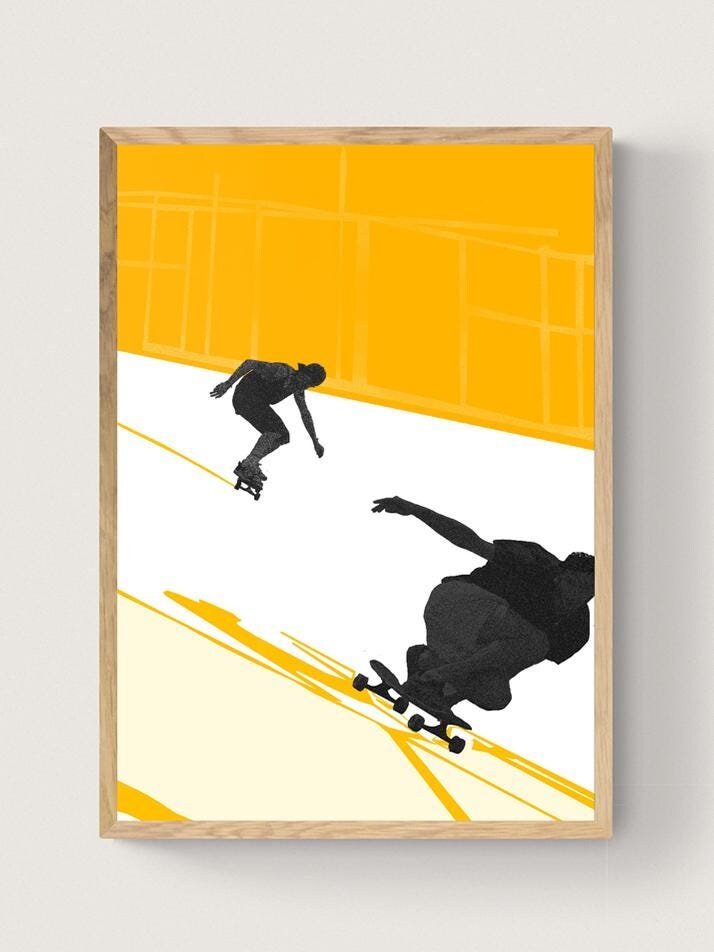 Original Skateboarding Collage Print - Skateboarder wall art | Original room art | Gift for skater