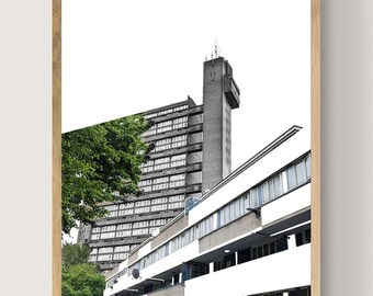 Original Trellick Tower Collage Print - Brutalist wall art | London Abstract Collage | Original room art