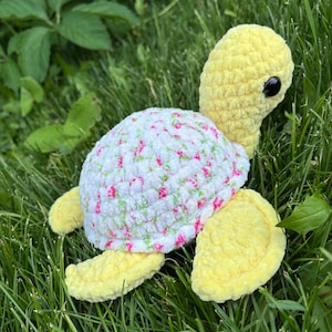Crochet Floral Turtle Plushie Amigurumi Handmade Stuffed Animal