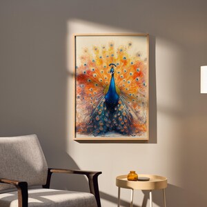 Peacock Wall Art Print, Peacock Poster, Wall Art, Home Decoration, Peacock Lover Gift, , Digital download