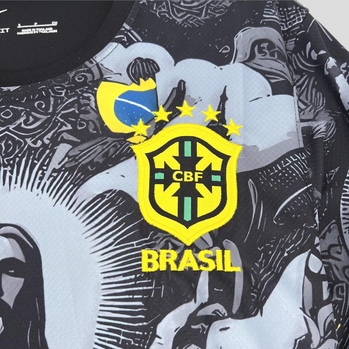 Maillot Foot Personnalisé Jésus Brésil - Ensemble T-shirt, Short, Chaussettes, Avec Nom Et Numéro - 9