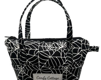 Spiderwebs Mini Tote Keychain Wallet - shown with optional matching Wristlet -  Add On available