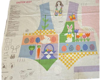 Vintage Easter Vest Sewing Panel: Sizes 6-20, Instructions on Fabric