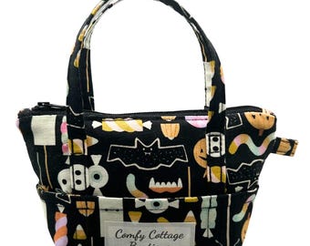 Spooky Candy Mini Tote Keychain Wallet - shown with optional matching Wristlet -  Add On available